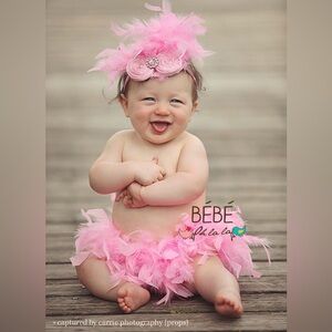 Chic Pink Feathered Hair Accessory Set for Babies